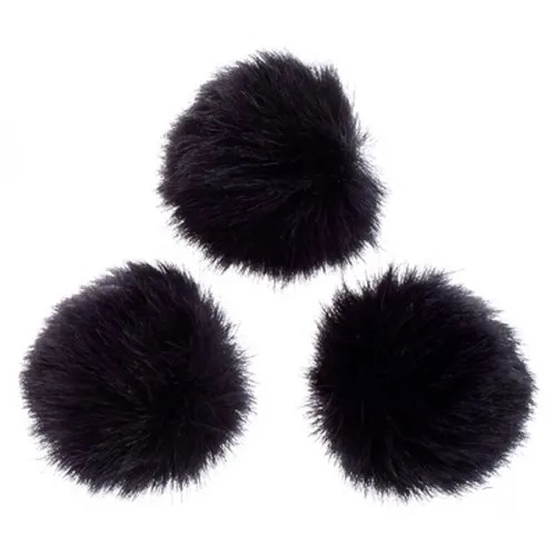 3 little black furry puff windshields for rode transmitters