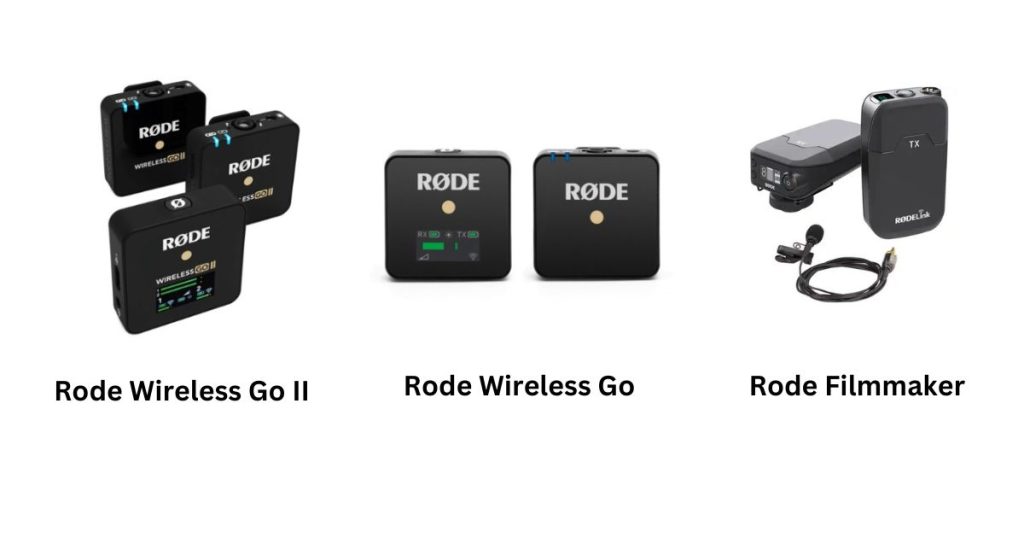 Image showing rode wireless go 2, rode wireless go single lapel and rode filmmaker lapel kit.